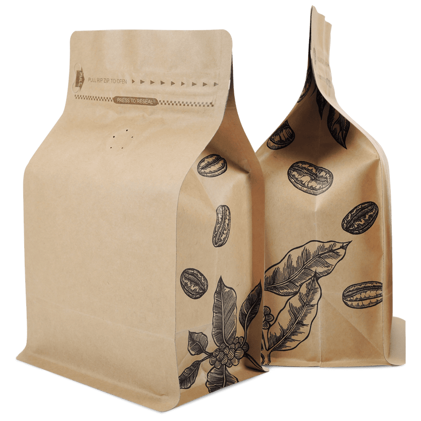 China Custom printed kraft compostable empty flat bottom coffee bags with  valve and zipper for coffee bean/tea packaging Manufacturer and Supplier |  OK Packaging