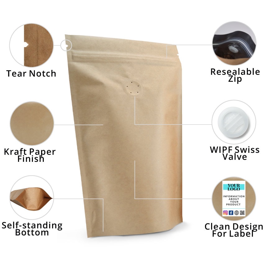 Premium Vector | Blank white vacuum stand up pouch with zipper. food  storage bag with zip lock closure